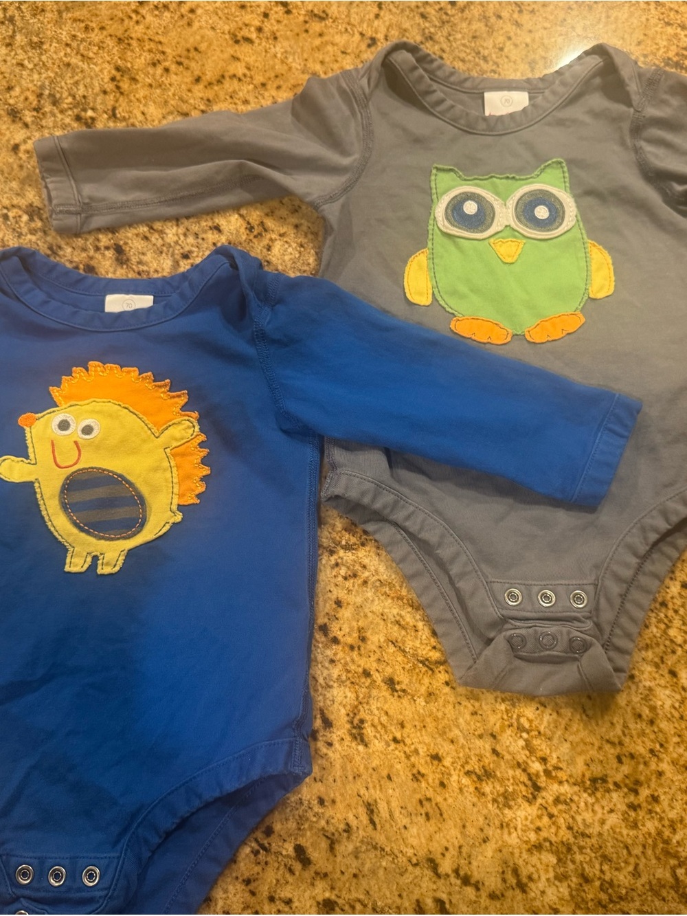 Hanna Anderson  One-Piece Bodysuits - Blue & Gray with Animal Appliqués